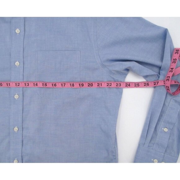 Lauren Ralph Lauren Classic Fit Dress Shirt Blue Non-Iron Size 16 32/33 Cotton - Picture 9 of 12